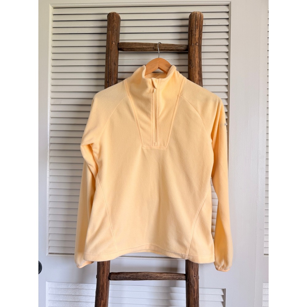 Columbia Fleece Pullover XS Yellow Quarter Zip Raglan Sleeve Lightweight Jacket